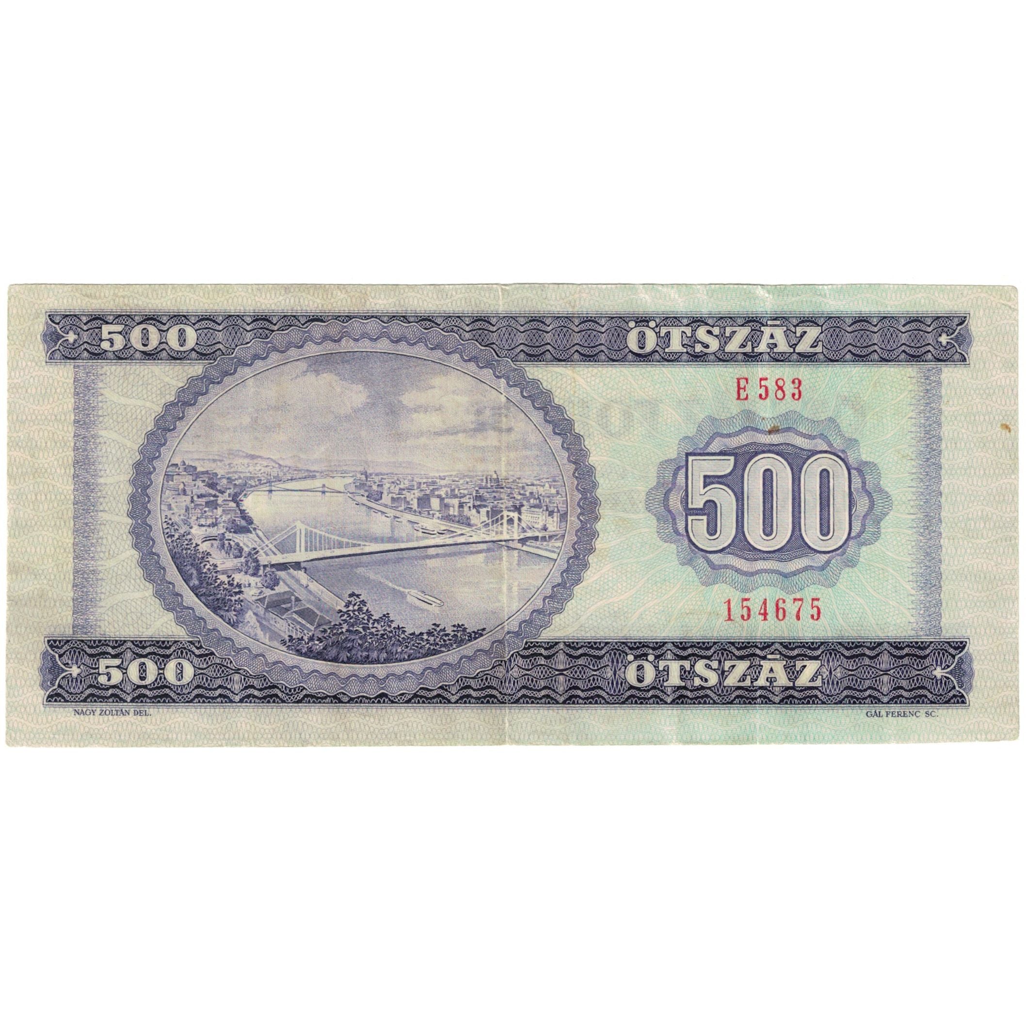 Billet, Hongrie, 500 Forint, 1975, 1975-10-28, KM:172b, TB