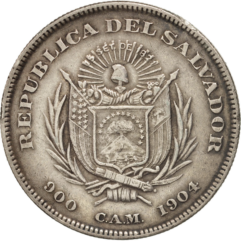 El Salvador, Peso, Colon, 1904, Central American Mint, San Salvador, EF(40-45)