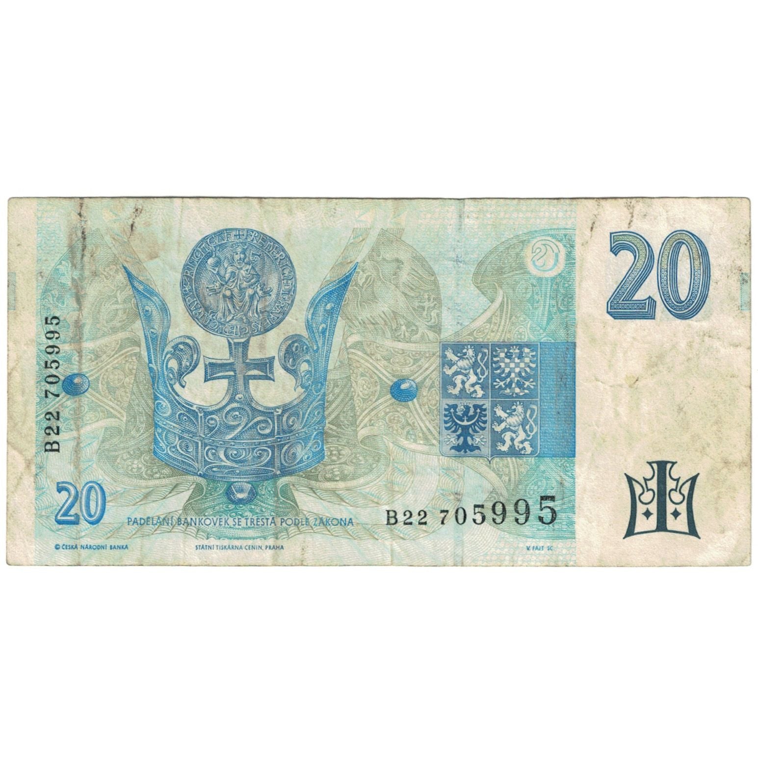Banknote, Czech Republic, 20 Korun, 1994, KM:10a, VF(20-25)