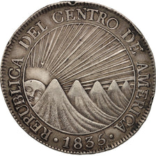 CENTRAL AMERICAN REPUBLIC, 8 Réales, 1835, Guatemala City, EF(40-45), Silver