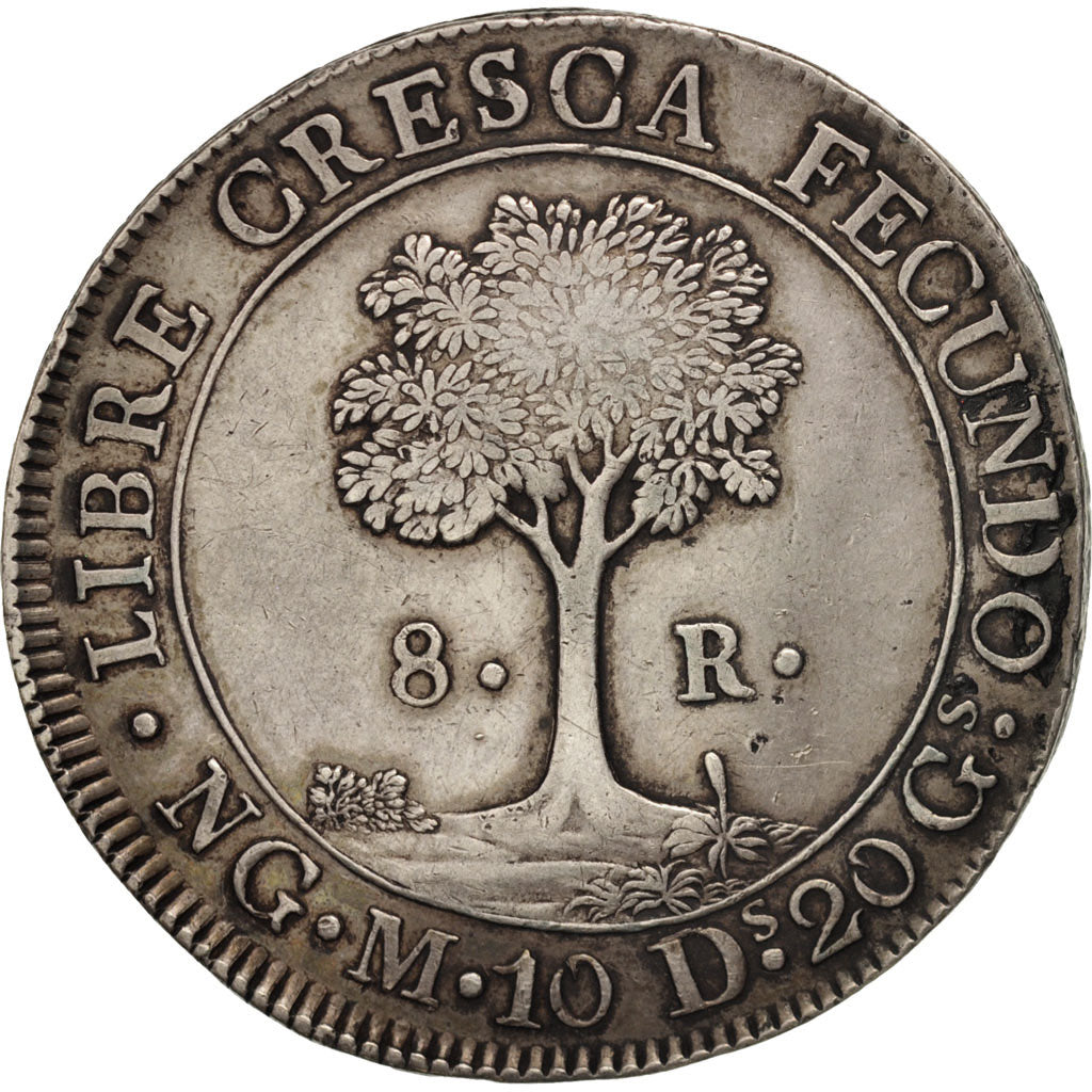 CENTRAL AMERICAN REPUBLIC, 8 Réales, 1835, Guatemala City, EF(40-45), Silver