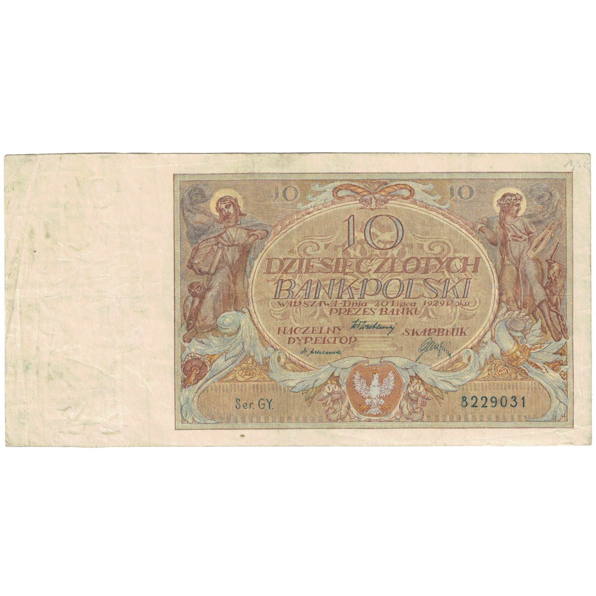 Banknote, Poland, 10 Zlotych, 1929, 1929-07-20, KM:69, VF(30-35)