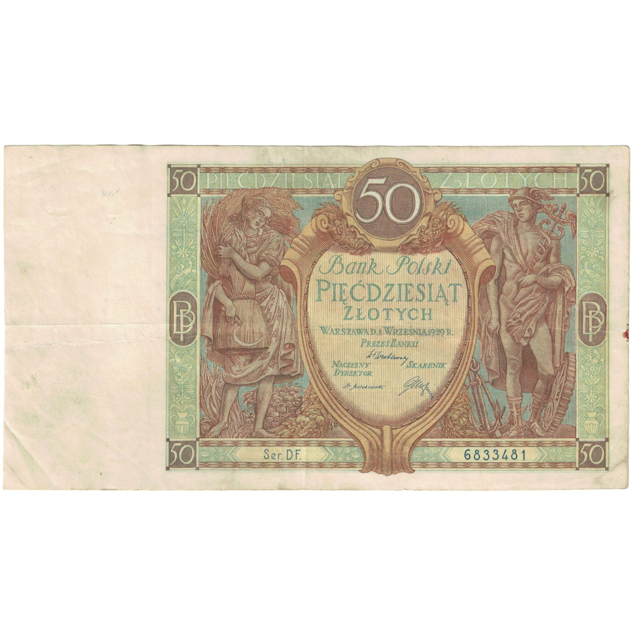 Banknot, Polska, 50 Zlotych, 1929, KM:71, VF(30-35)