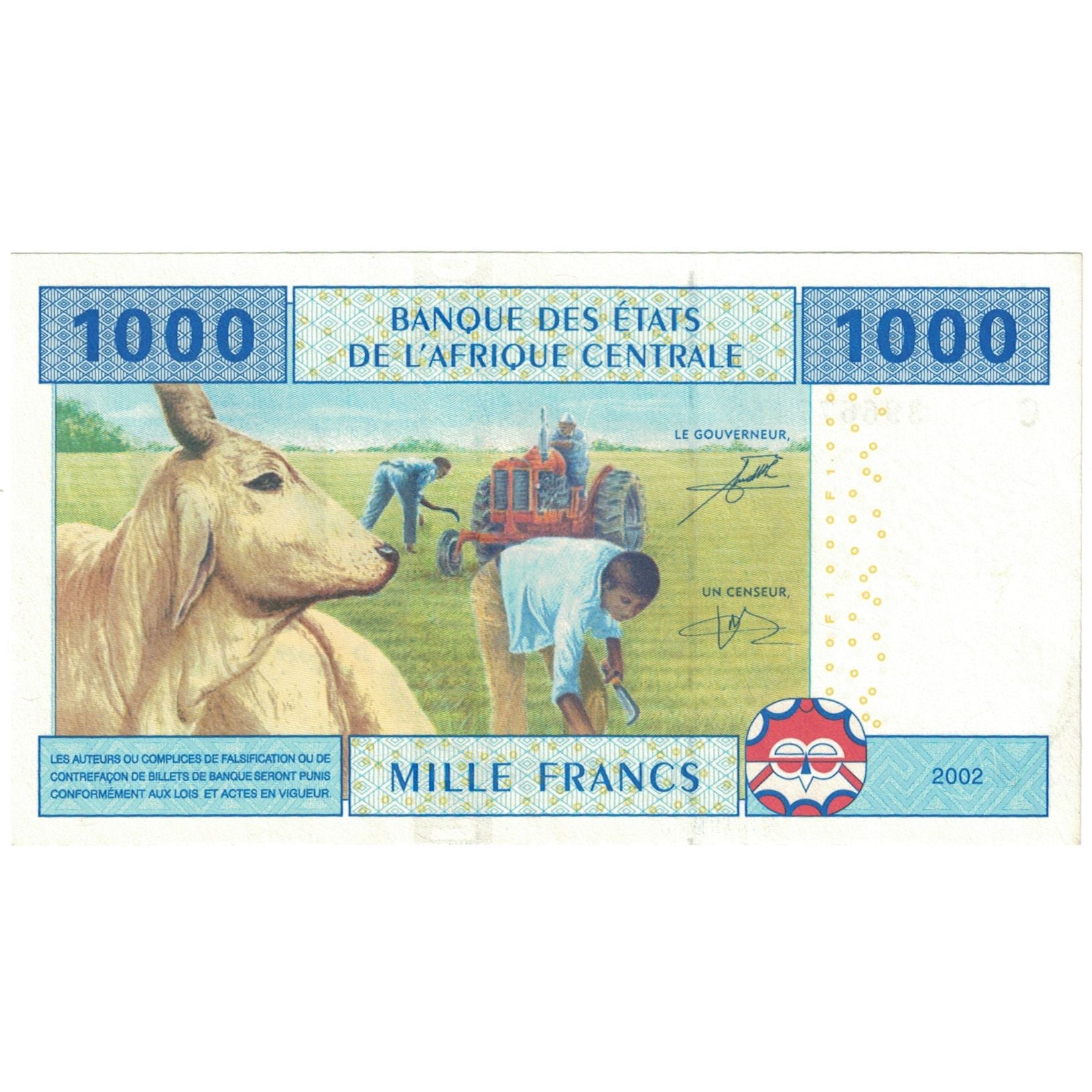 Banknote, Central African States, 1000 Francs, 2002, KM:507F, UNC(65-70)