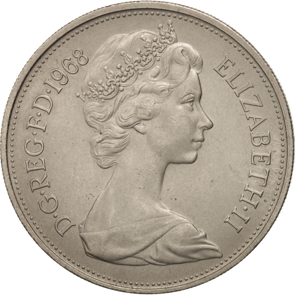Great Britain, Elizabeth II, 10 New Pence, 1968, AU(55-58), Copper-nickel