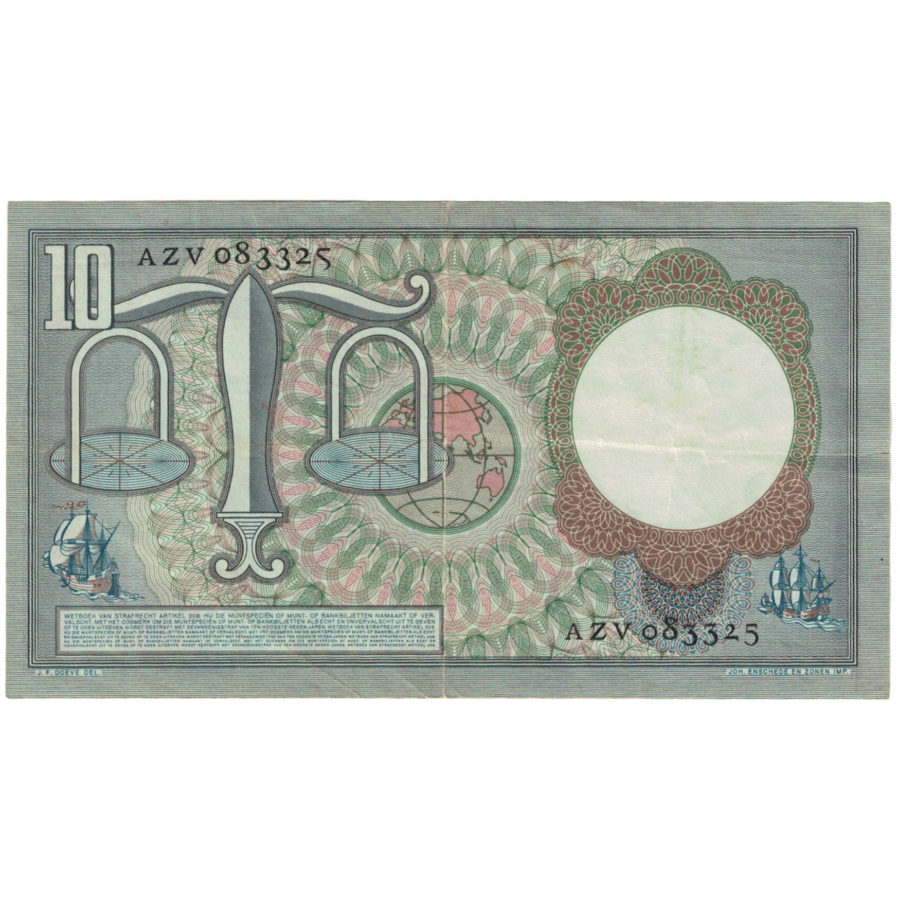 Geldschein, Niederlande, 10 Gulden, 1953-03-23, KM:85, SS+