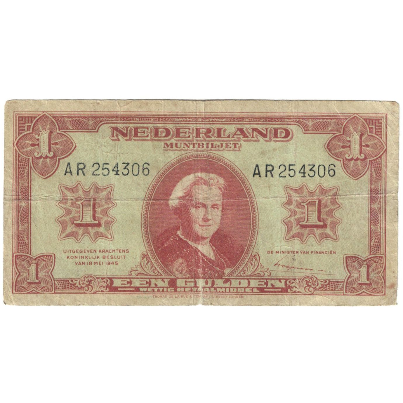 Banknote, Netherlands, 1 Gulden, 1945, 1945-05-18, KM:70, VF(20-25)