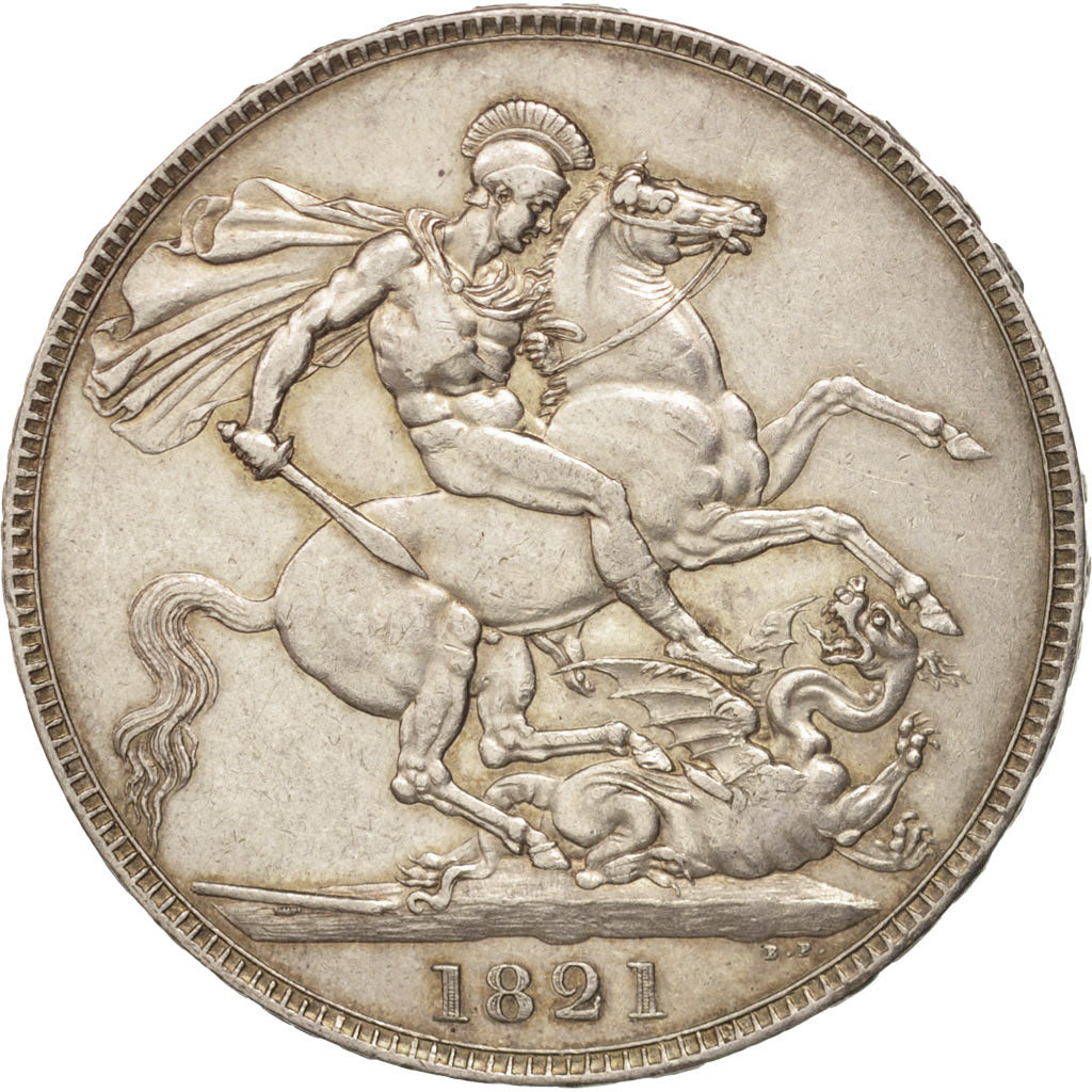 Great Britain, George IV, Crown, 1821, AU(55-58), Silver, KM:680.1