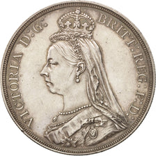 Great Britain, Victoria, Crown, 1887, AU(50-53), Silver, KM:765