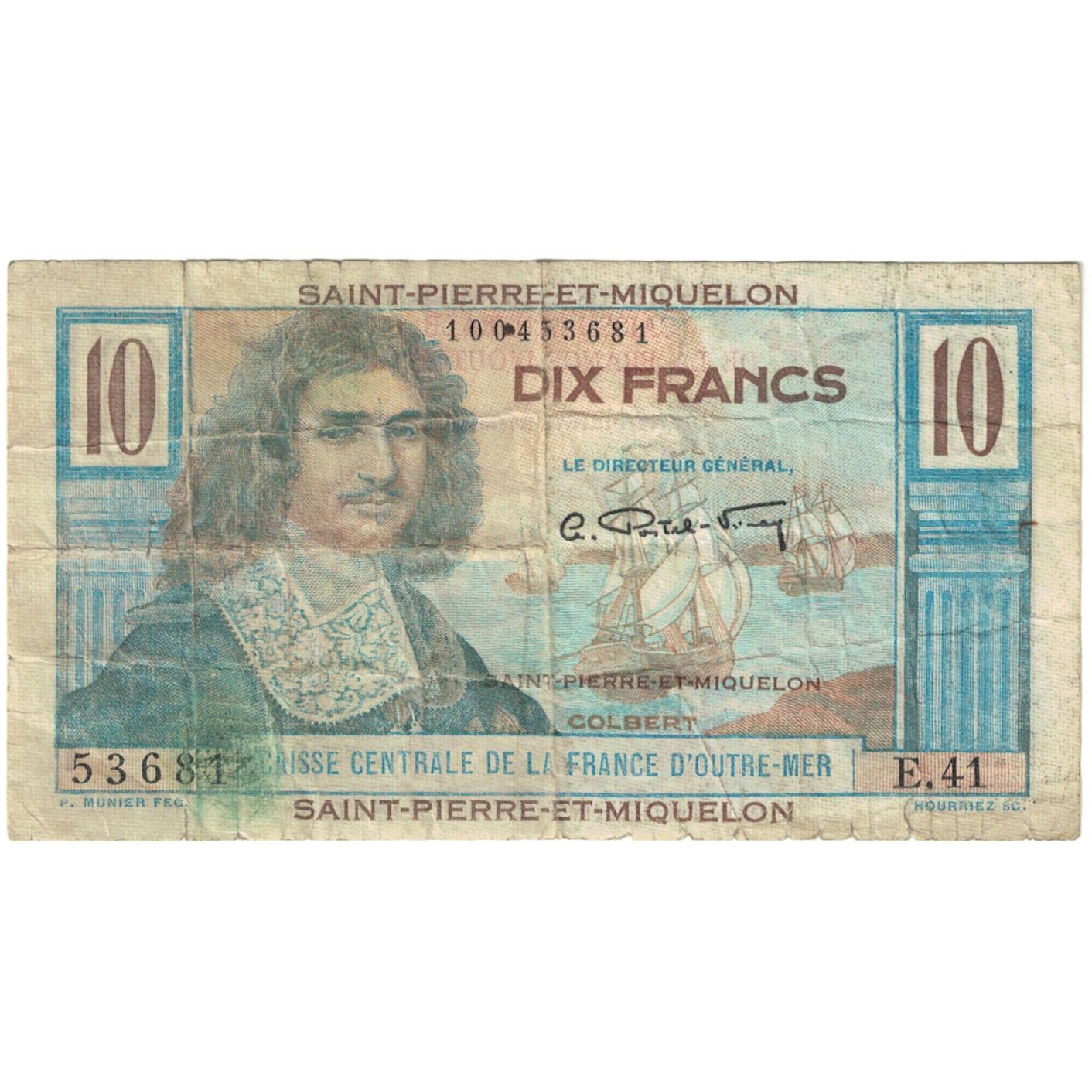 Banknote, Saint Pierre and Miquelon, 10 Francs, 1950, KM:23, VG(8-10)