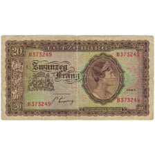 Banknote, Luxembourg, 20 Frang, 1943, KM:42a, VF(20-25)