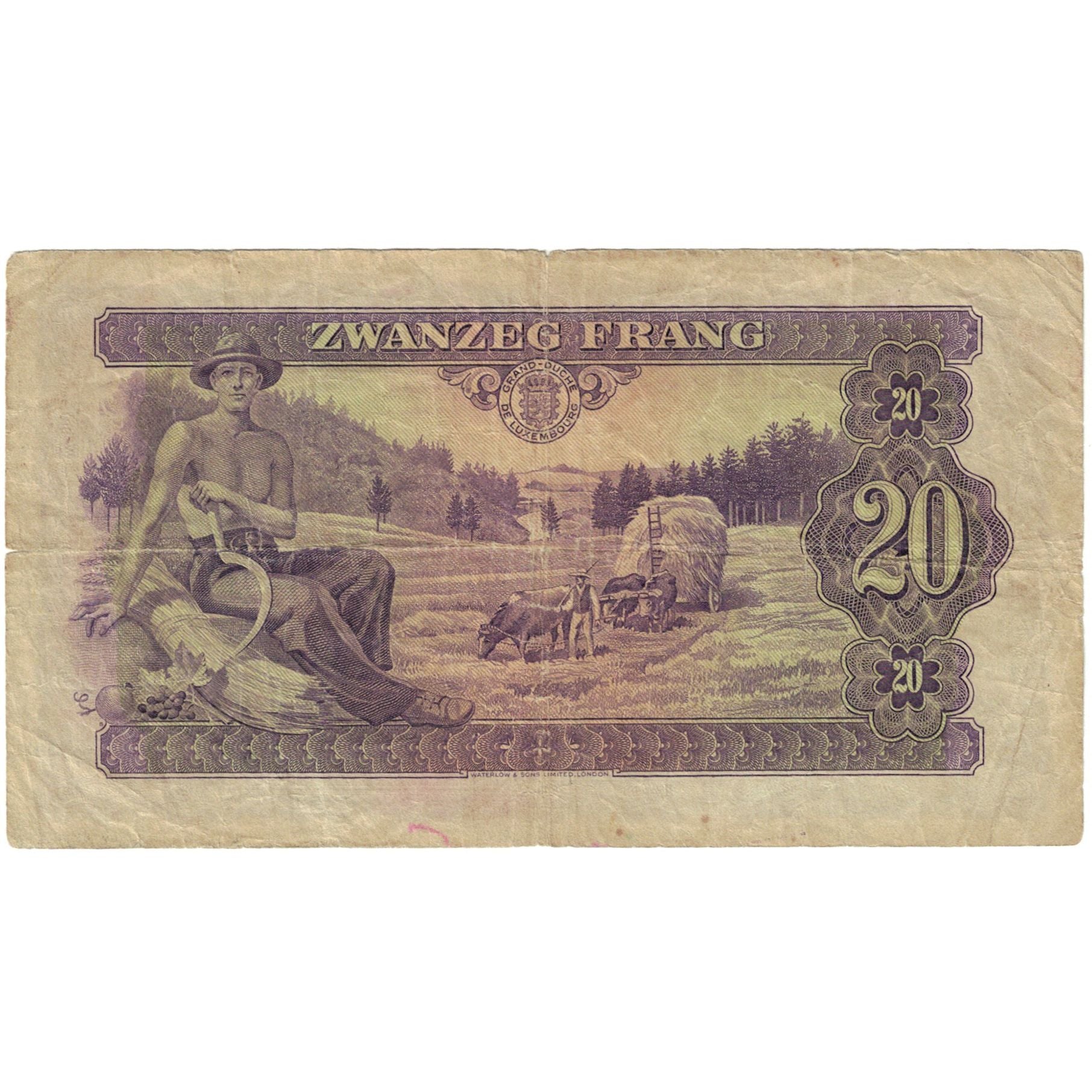 Banknote, Luxembourg, 20 Frang, 1943, KM:42a, VF(20-25)