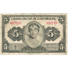 Banknote, Luxembourg, 5 Francs, Undated (1944), KM:43b, EF(40-45)