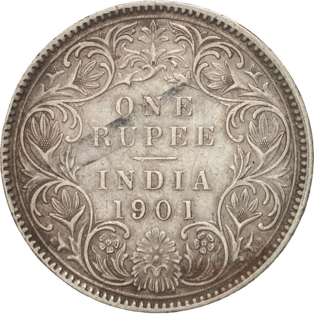 INDIA-BRITISH, Victoria, Rupee, 1901, Calcutta, EF(40-45), Silver, KM:492