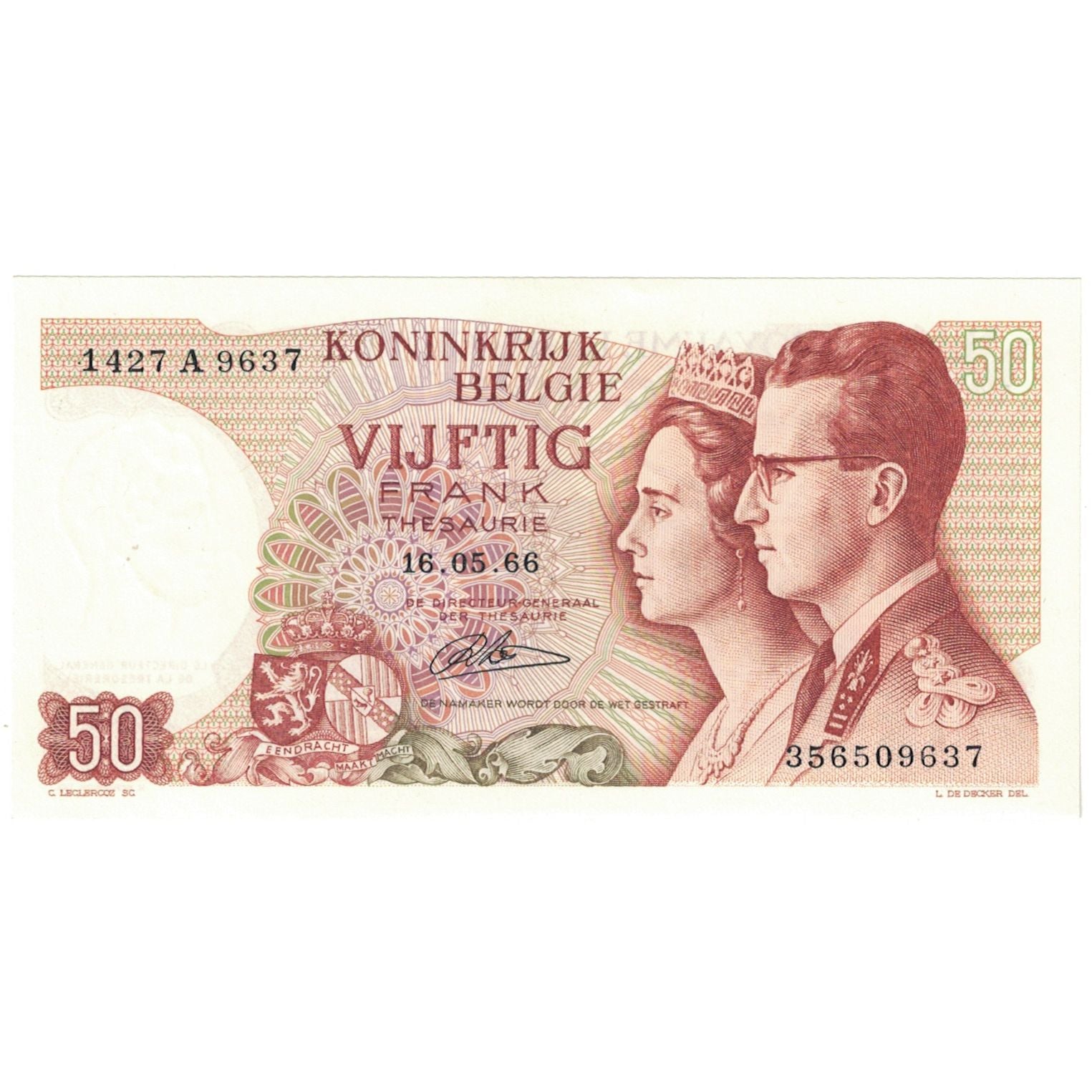 Billet, Belgique, 50 Francs, 1966, 1966-05-16, KM:139, NEUF