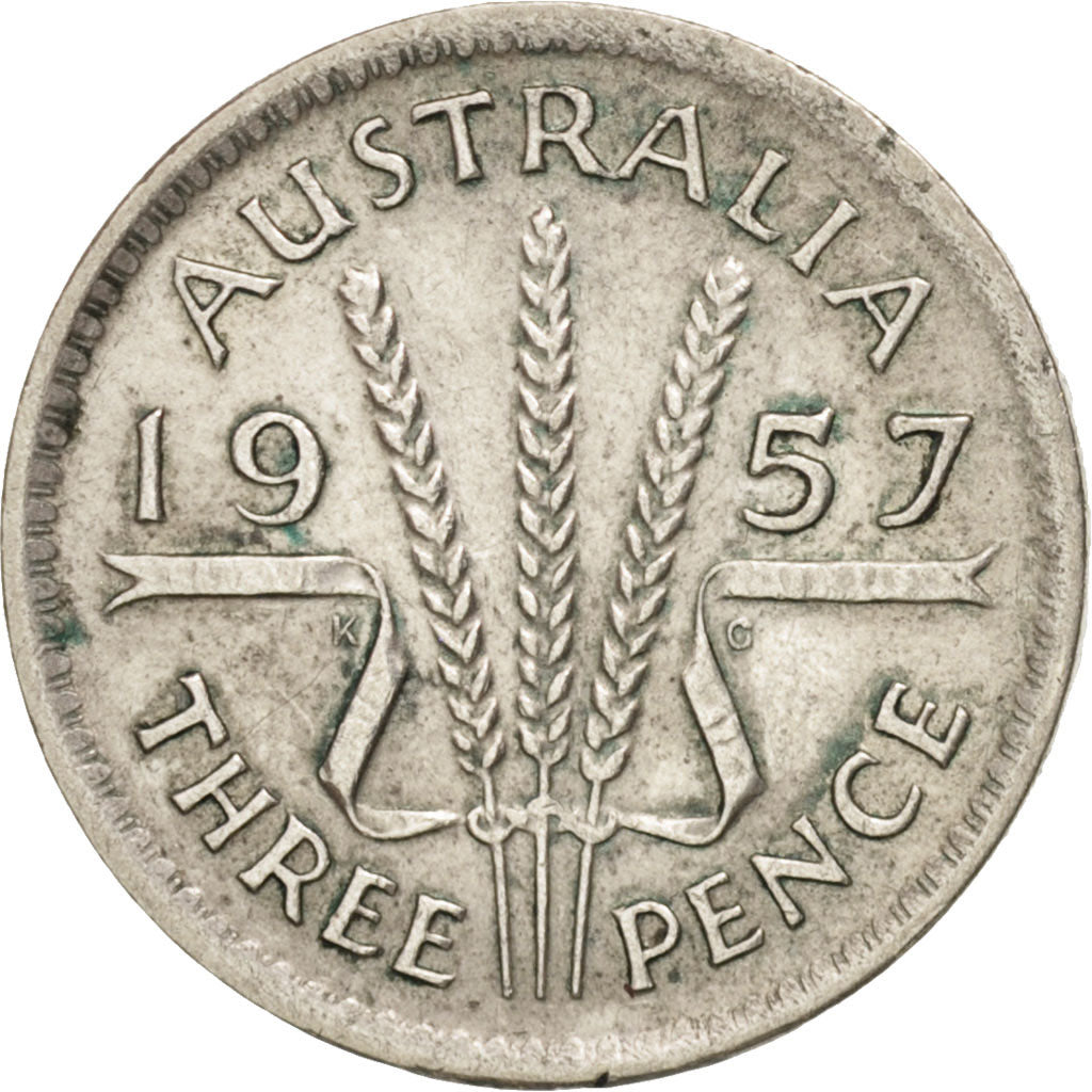 Australia, Elizabeth II, Threepence, 1957, Melbourne, EF(40-45), Silver, KM:57