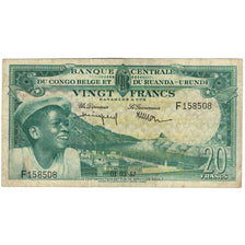 Banknote, Belgian Congo, 20 Francs, 1957, 01-03-1957, KM:31, VF(20-25)