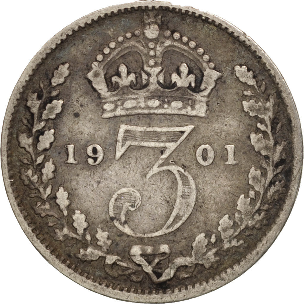 Great Britain, Victoria, 3 Pence, 1901, VF(30-35), Silver, KM:777