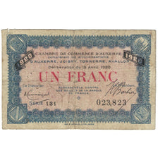 France, Auxerre, 1 Franc, 1920, B, Pirot:17-19