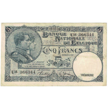 Billet, Belgique, 5 Francs, 1938, 1938-03-09, KM:97a, B