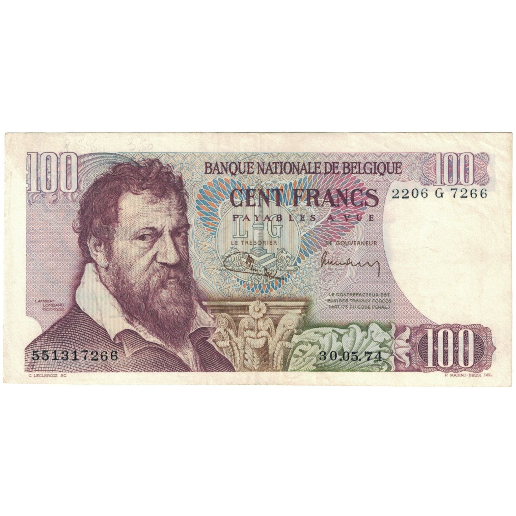 Banknote, Belgium, 100 Francs, 1974, 1974-05-30, KM:134b, EF(40-45)