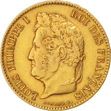 Francia, Louis-Philippe, 40 Francs, 1838, Paris, MBC, Oro, KM:747.1