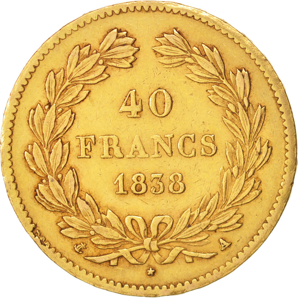 France, Louis-Philippe, 40 Francs, 1838, Paris, EF(40-45), Gold, KM:747.1