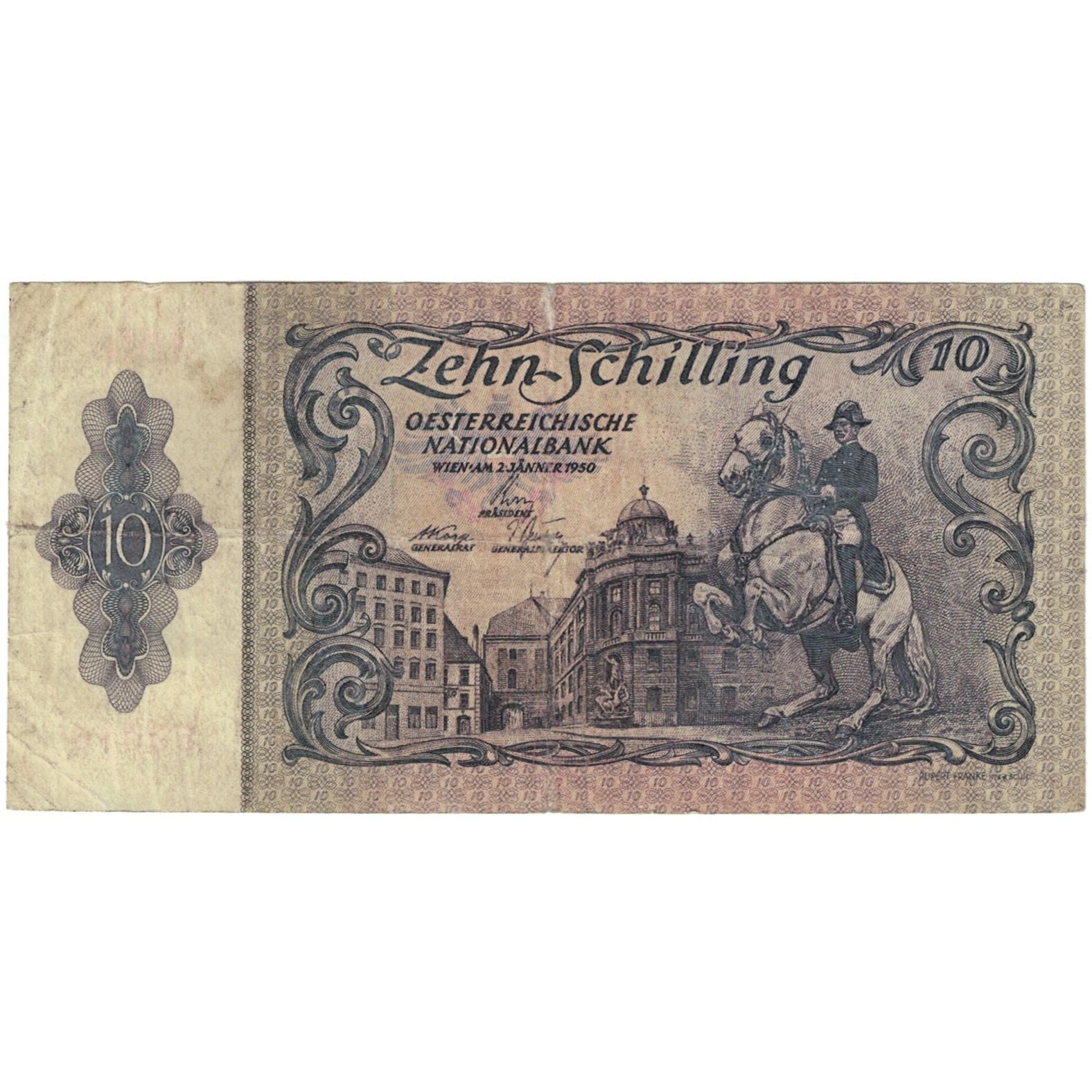 Banknote, Austria, 10 Schilling, 1950-01-02, KM:128, VF(20-25)