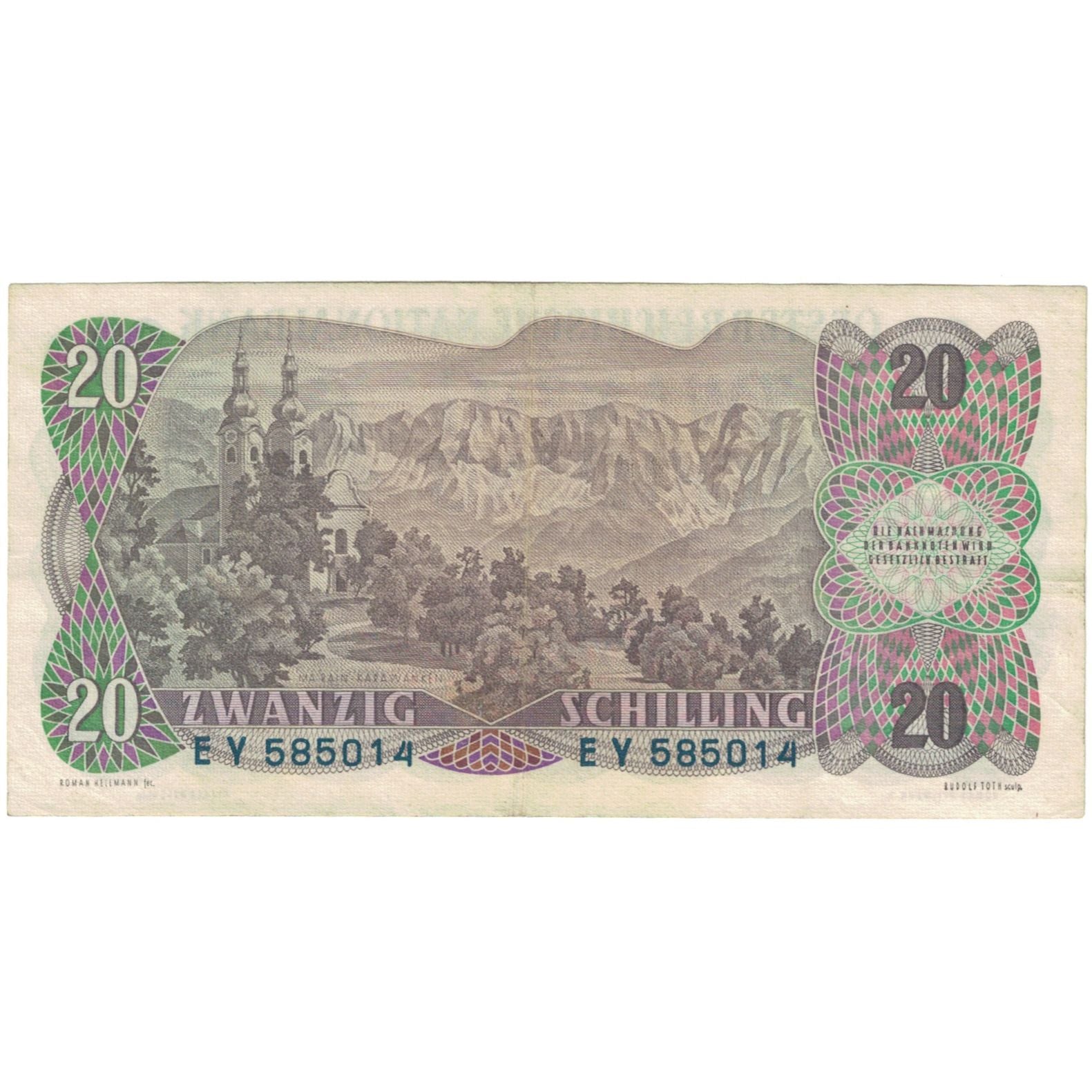 Banknote, Austria, 20 Schilling, 1956, 1956-07-02, KM:136a, VF(30-35)