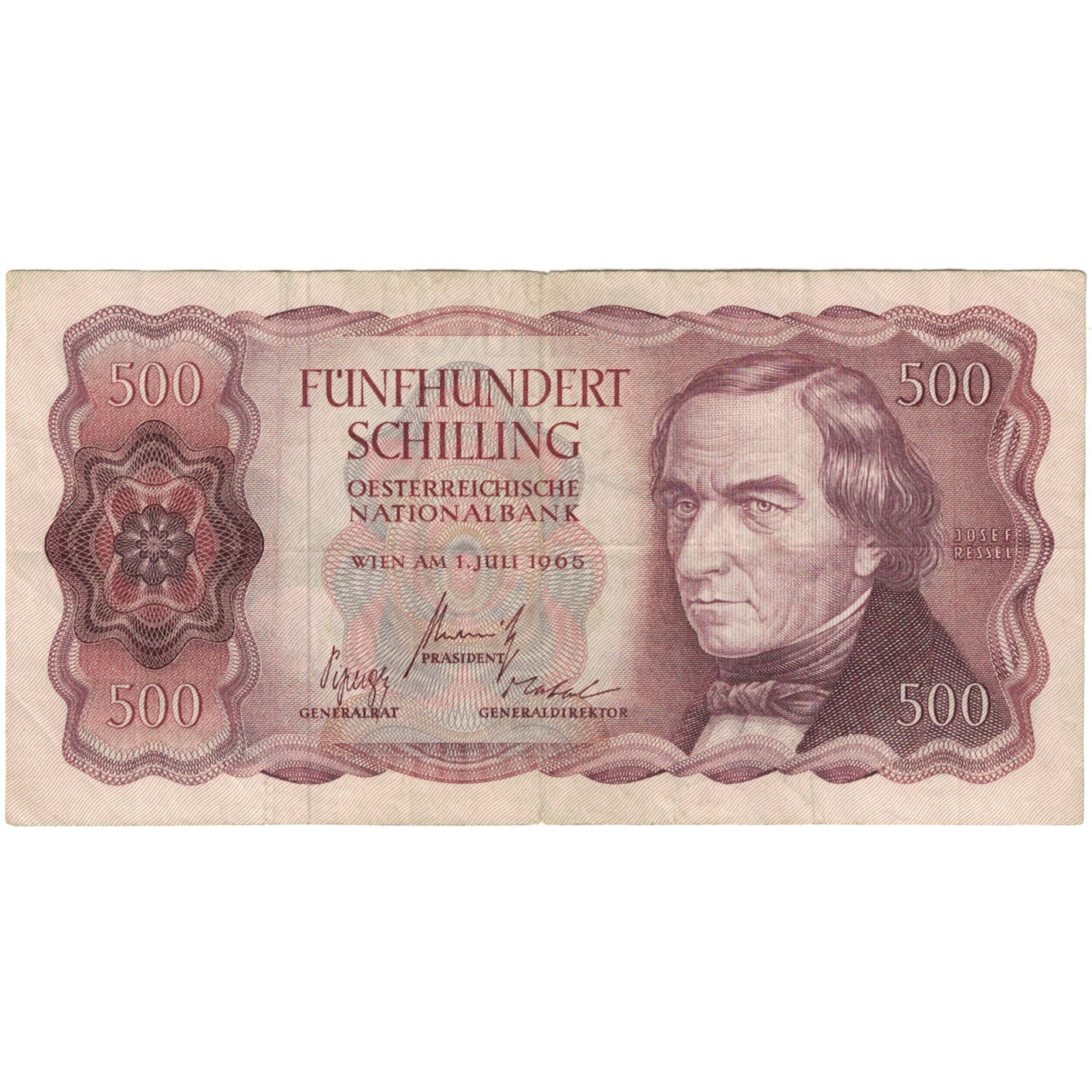 Banknote, Austria, 500 Schilling, 1965, 1965-07-01, KM:139a, VF(30-35)