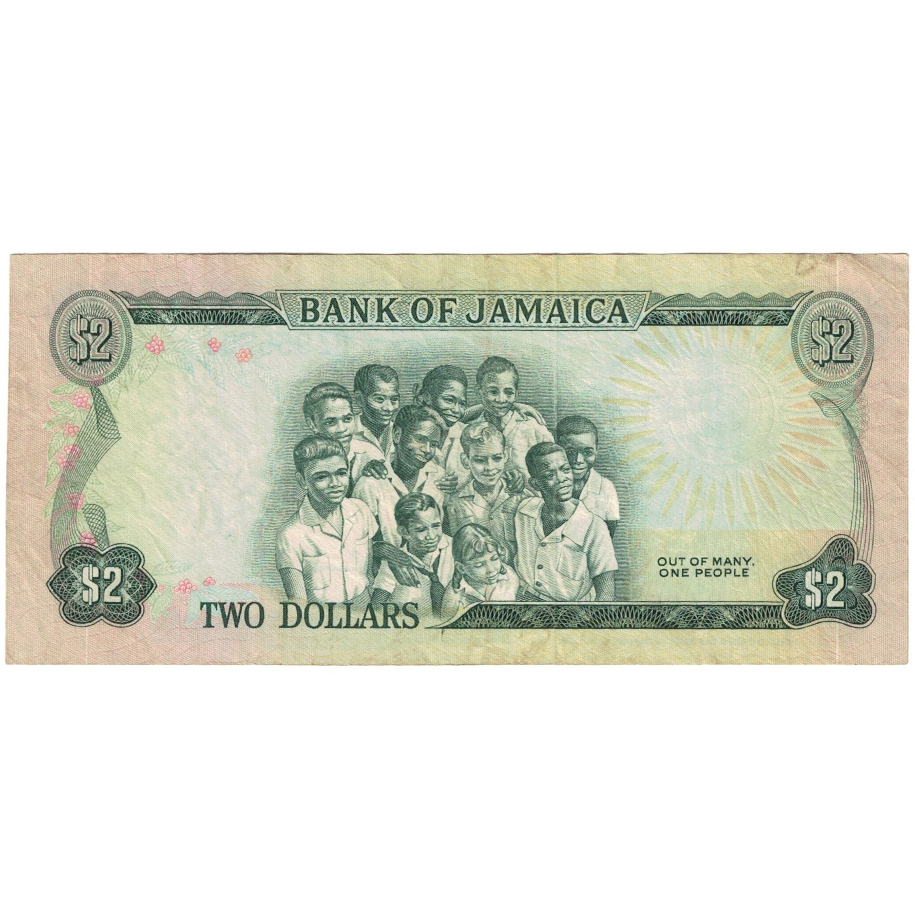 Banknote, Jamaica, 2 Dollars, KM:69d, EF(40-45)