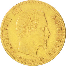 Francia, 5 Francs, 1858, Paris, MB+, Oro, KM:787.1, Gadoury:1001