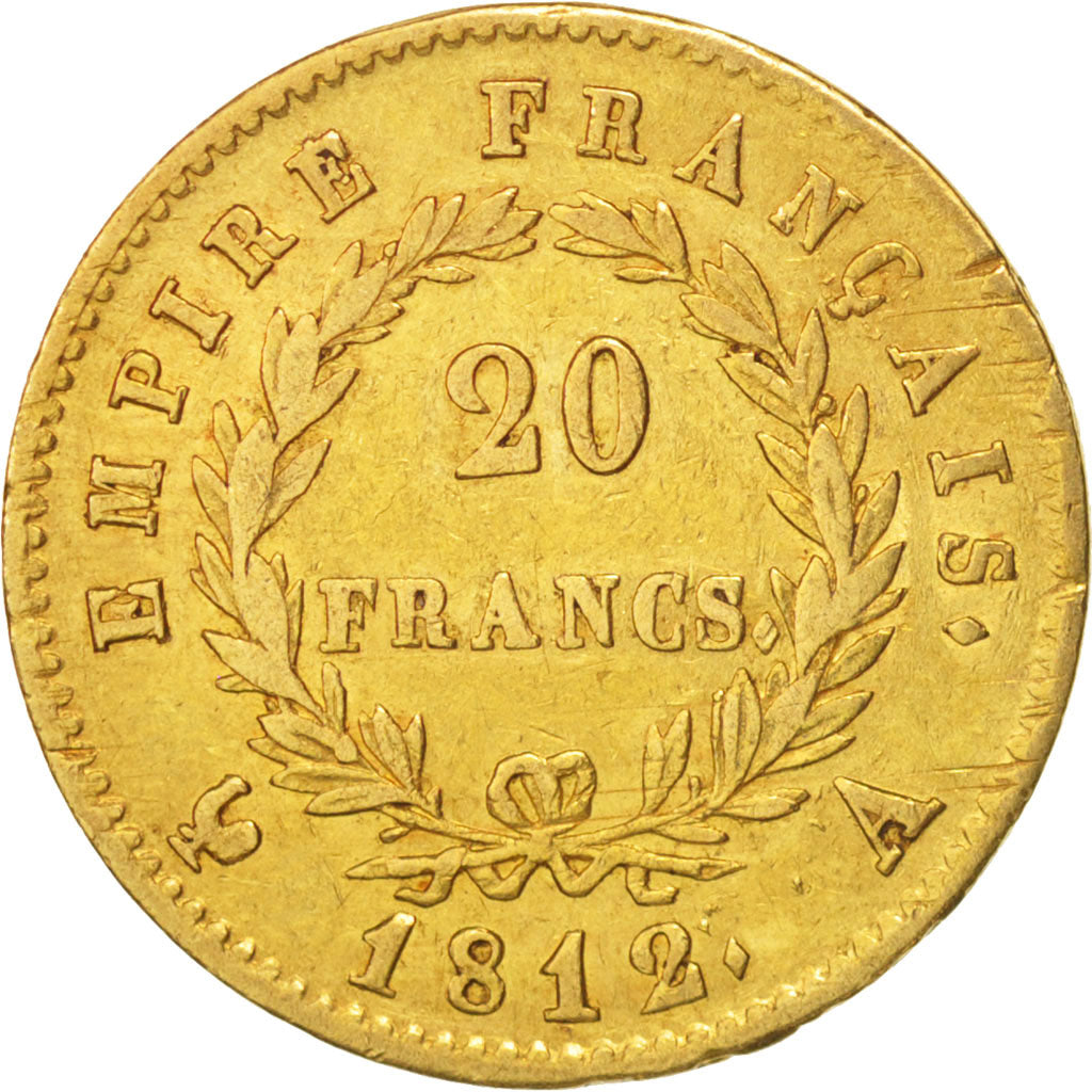 Francia, 20 Francs, 1812, Paris, BB, Oro, KM:695.1, Gadoury:1025