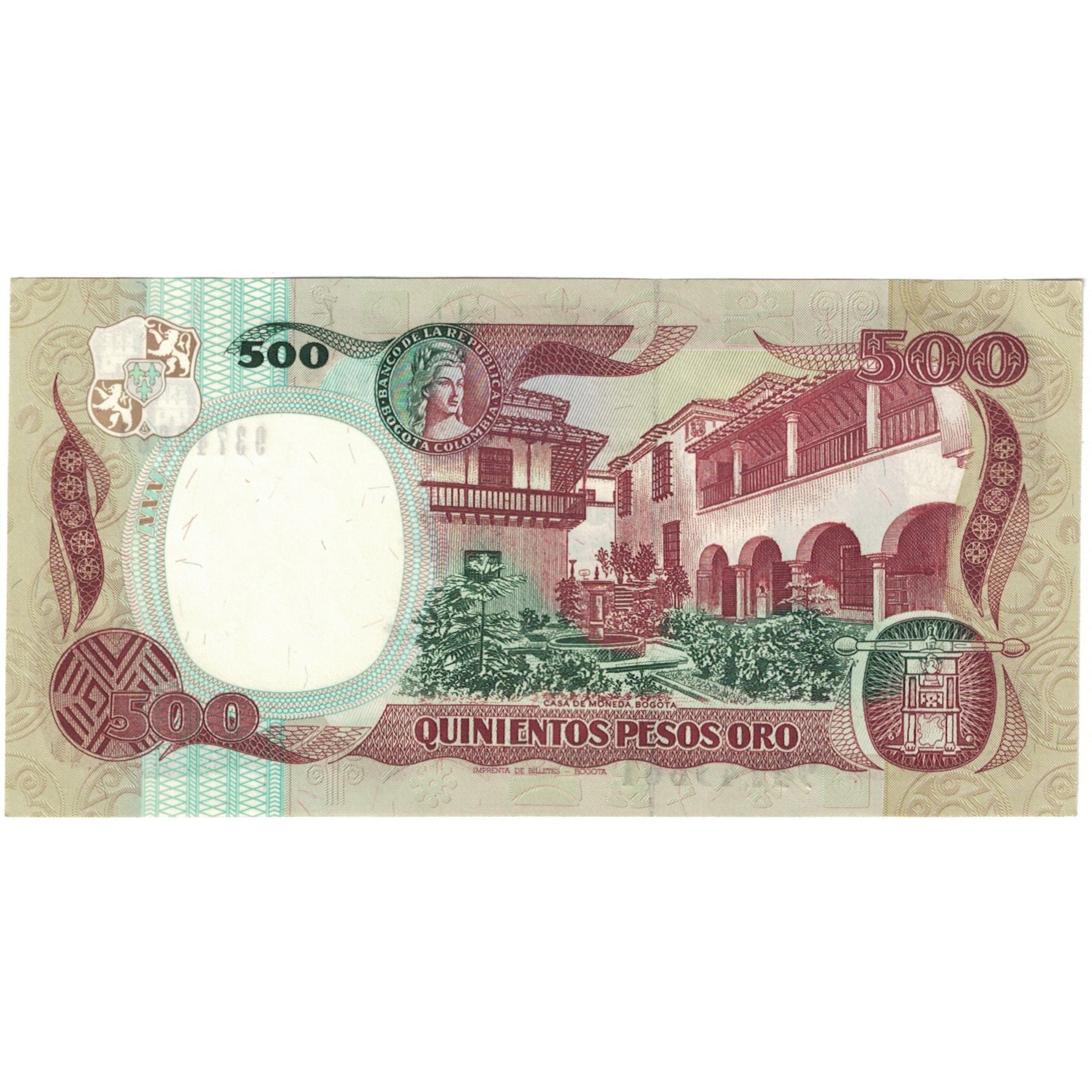Banknote, Colombia, 500 Pesos Oro, 1987, 1987-10-12, KM:431, AU(55-58)