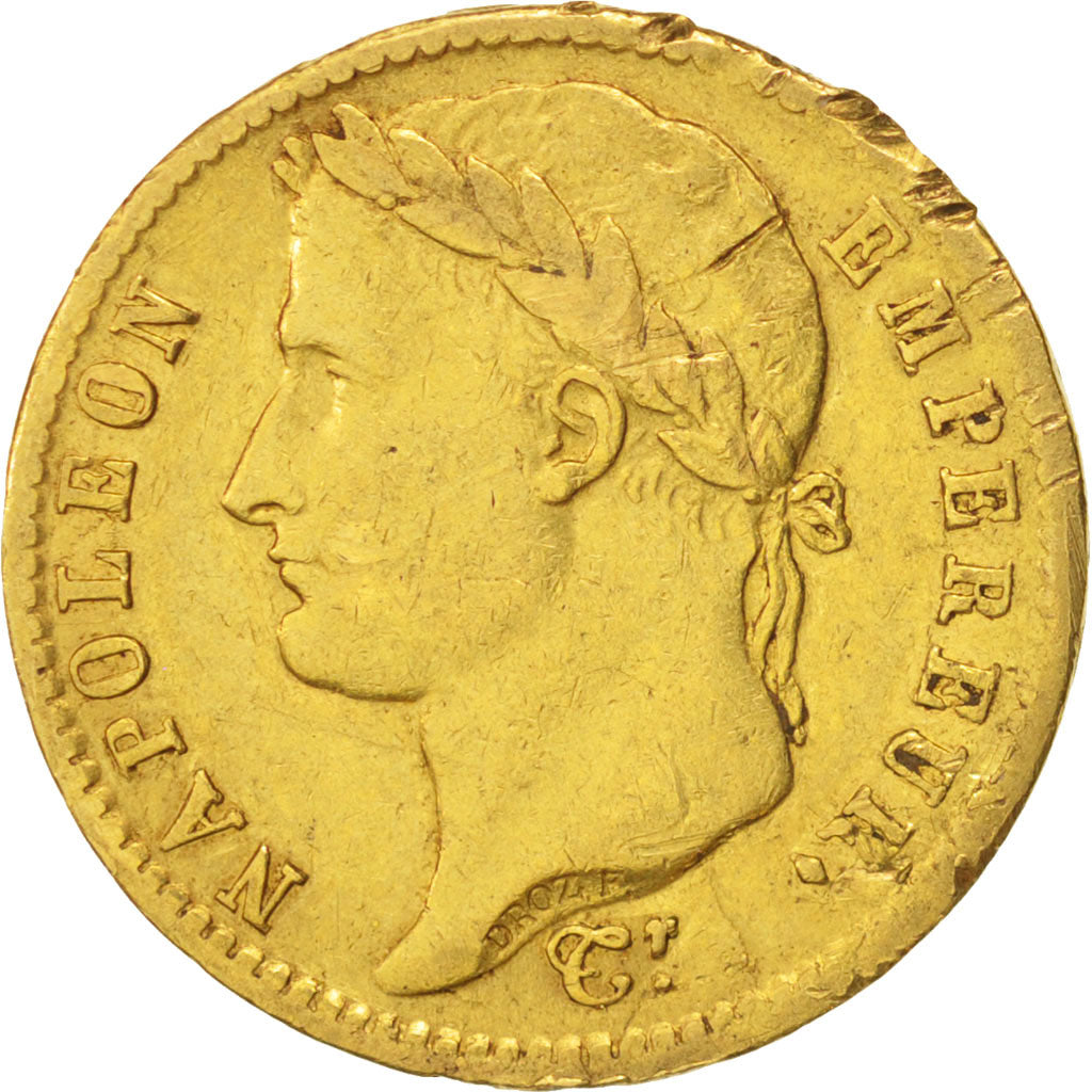 France, 20 Francs, 1813, Paris, EF(40-45), Gold, KM:695.1, Gadoury:1025