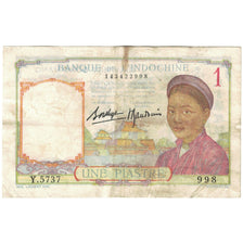 FRENCH INDO-CHINA, 1 Piastre, Undated (1936), KM:54b, VF(20-25)
