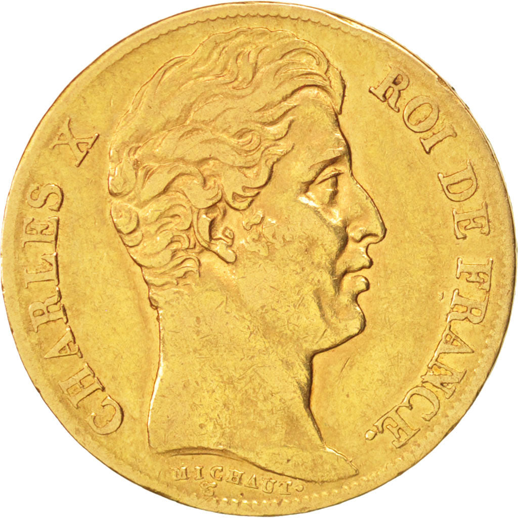 Francia, Charles X, 20 Francs, 1830, Paris, MB+, Oro, KM:726.1, Gadoury:1029