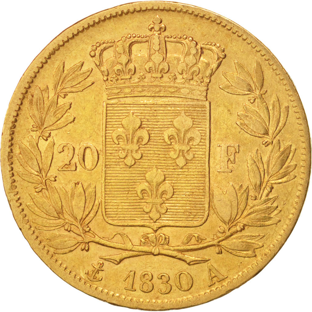 Francia, Charles X, 20 Francs, 1830, Paris, MB+, Oro, KM:726.1, Gadoury:1029