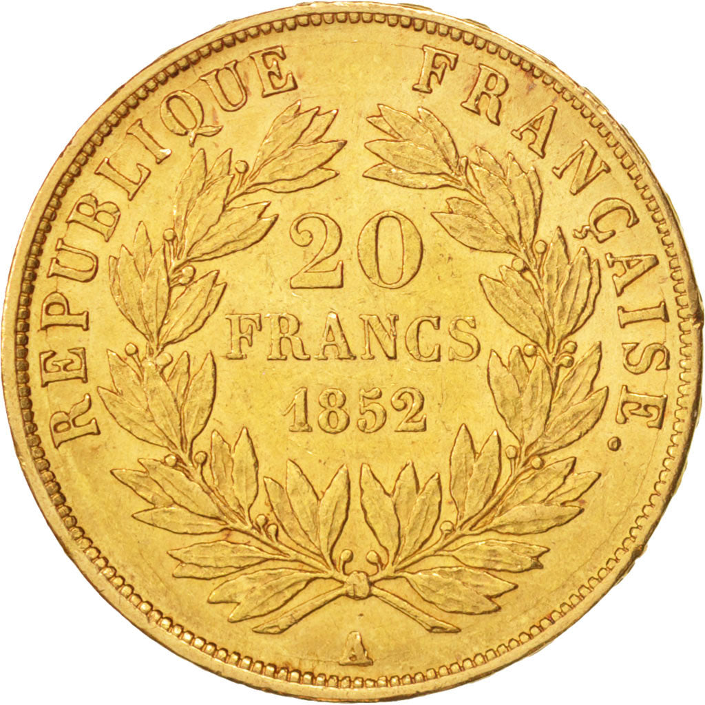 Frankreich, 20 Francs, 1852, Paris, SS, Gold, KM:774, Gadoury:1061