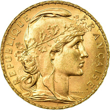 Munten, Frankrijk, Marianne, 20 Francs, 1908, PR+, Goud, KM:857, Gadoury:1064a