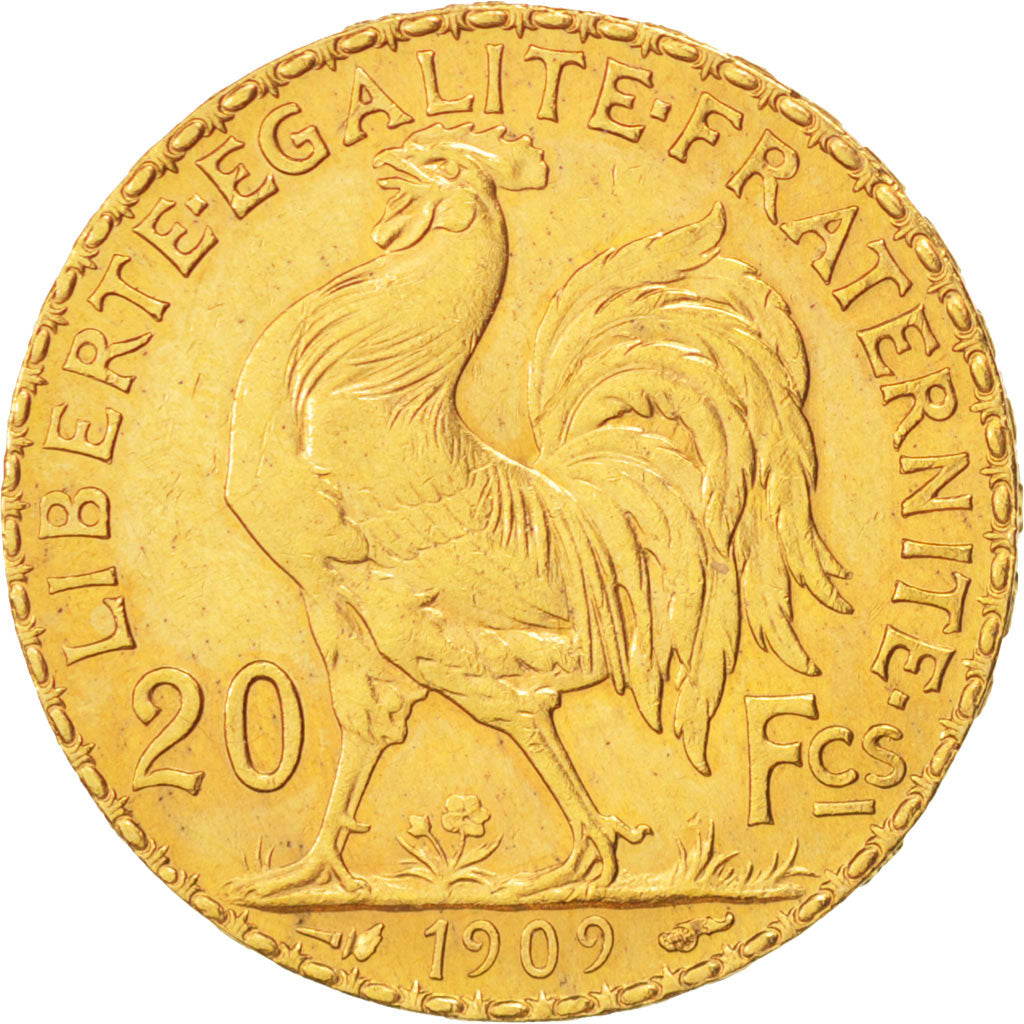France, Marianne, 20 Francs, 1909, AU(55-58), Gold, KM:857, Gadoury:1064a