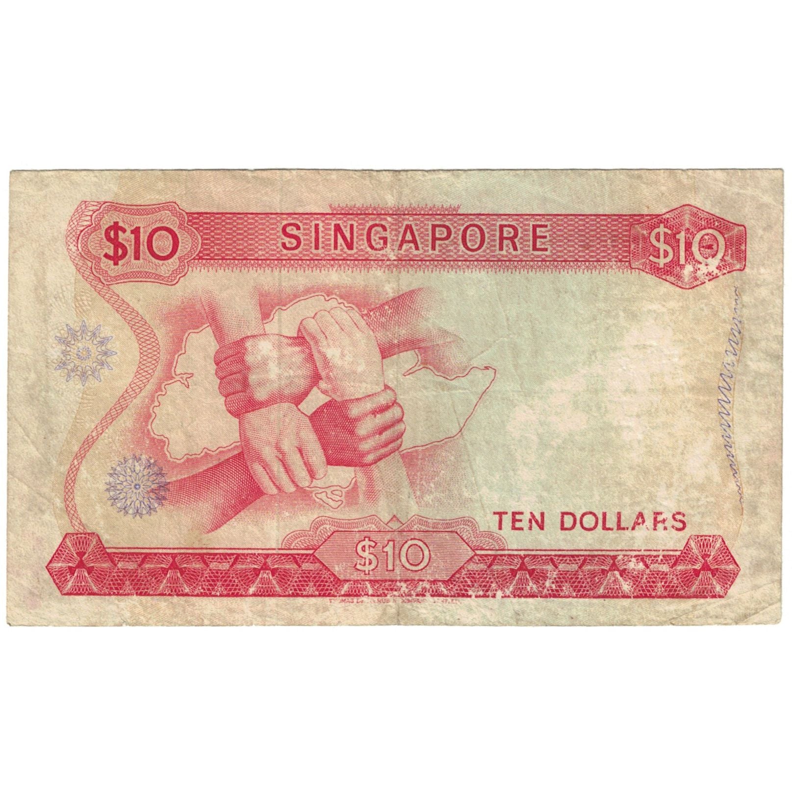 Banconote, Singapore, 10 Dollars, KM:3d, MB+