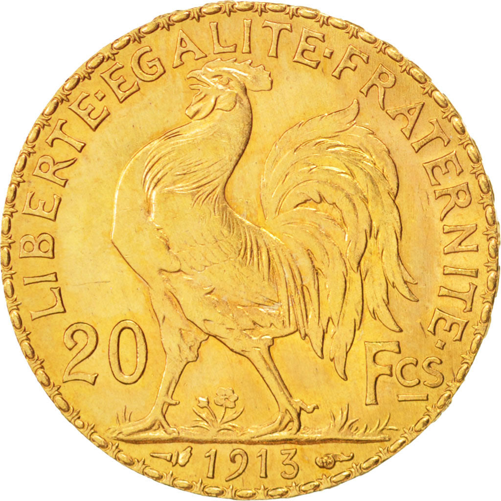 France, Marianne, 20 Francs, 1913, AU(55-58), Gold, KM:857, Gadoury:1064a