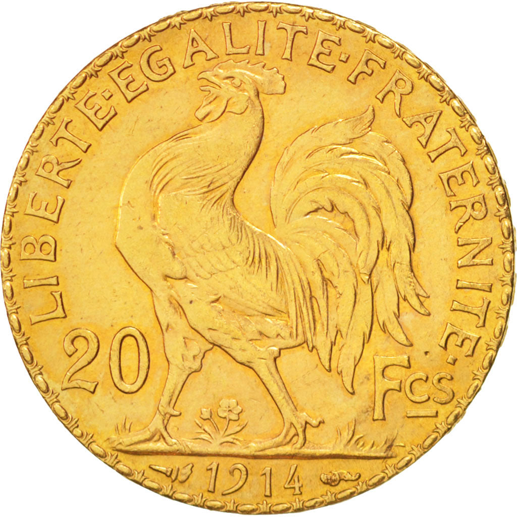 France, Marianne, 20 Francs, 1914, AU(55-58), Gold, KM:857, Gadoury:1064a