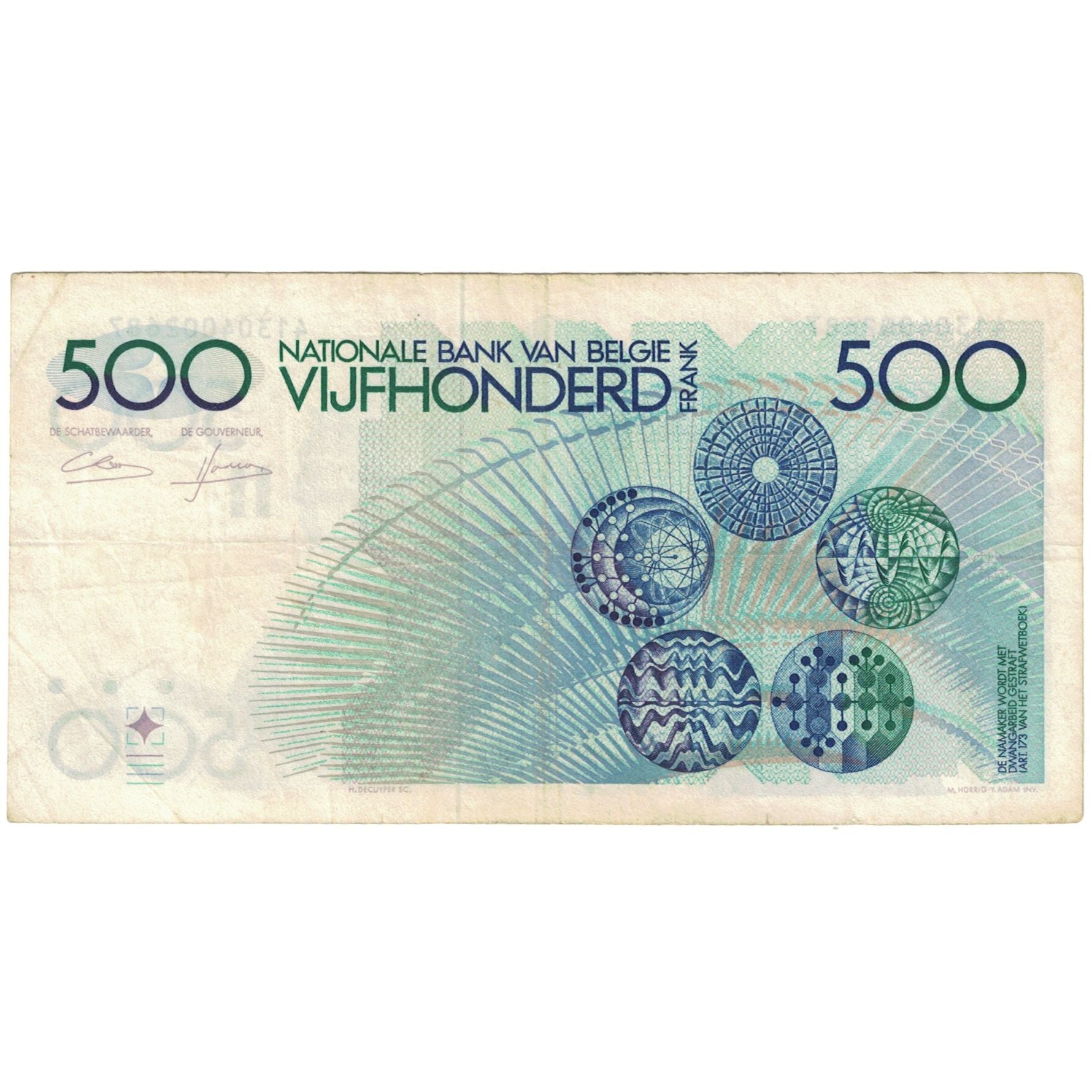 Banconote, Belgio, 500 Francs, KM:143a, MB