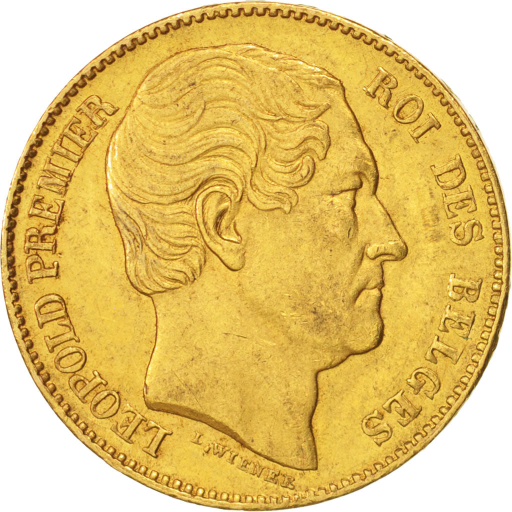 Belgium, Leopold I, 20 Francs, 20 Frank, 1865, AU(55-58), Gold, KM:23