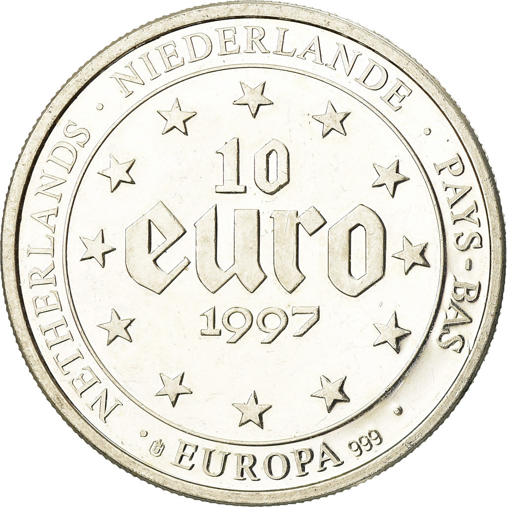 Netherlands, Token, 10 Euro Europa, Politics, Society, War, 1997, MS(63), Silver