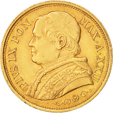 ITALIAN STATES, PAPAL STATES, Pius IX, 20 Lire, 1868, Roma, AU(50-53), Gold