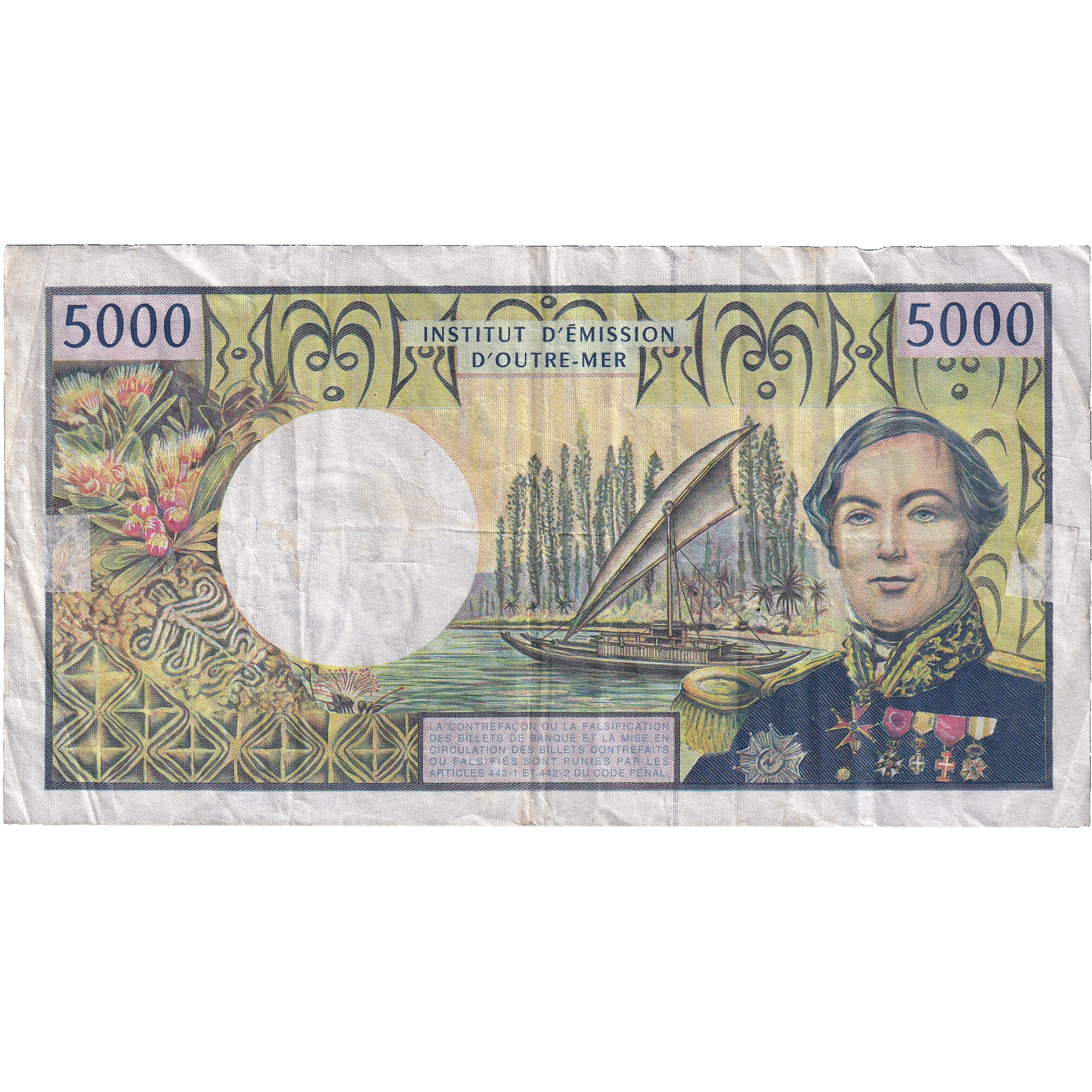 Banknote, French Pacific Territories, 5000 Francs, 1995, KM:3a, VF(30-35)