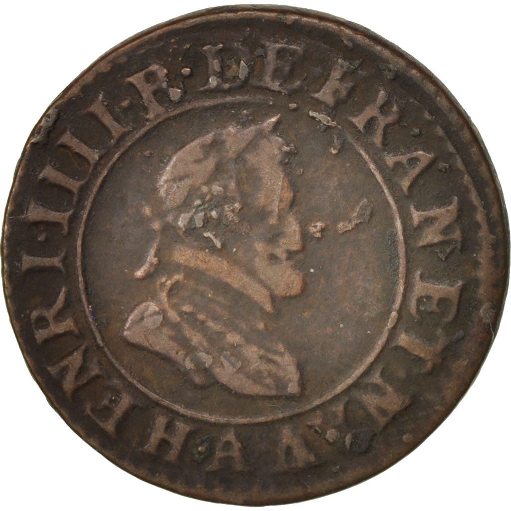 Moneta, Francia, Henri IV, Double Tournois, 1598, Paris, BB, Rame, CGKL:222